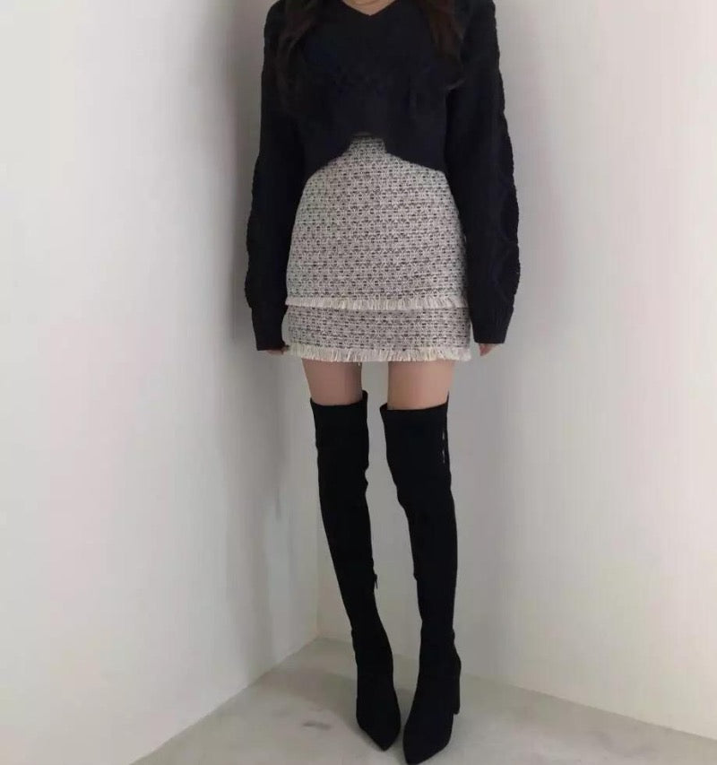 【即納】バックダブルリボンニット